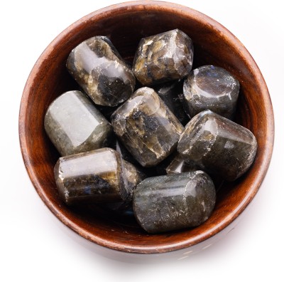 Plus Value labradorite-tumbled-wooden-bowl Regular Asymmetrical Crystal Pebbles(Multicolor 300 g)