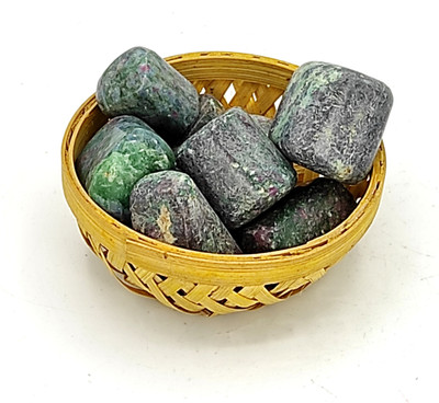 Plus Value Ruby Zoisite Tumbled Stone 200 Grams in Basket – Reiki Healing Crystals Regular Asymmetrical Crystal Pebbles(Multicolor 200 g)