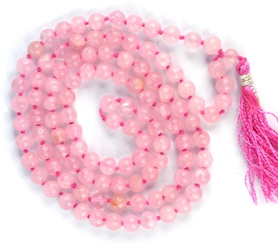 CRYSTU Natural Rose Quartz 6 mm 108 Round Beads Jaap Mala Necklace for Unisex Rose Quartz Crystal Necklace