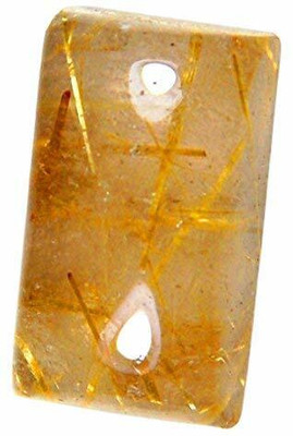 hoseki Golden Rutilated Quartz Jewels 12.3cts stone Regular Rectangular Crystal Stone(Multicolor 1 Pieces)