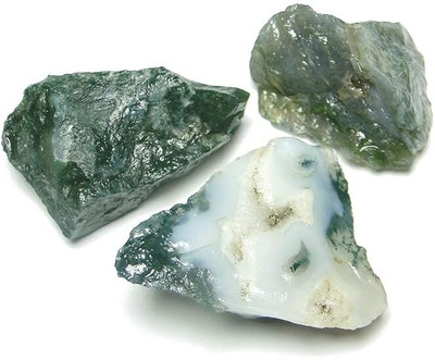 DIVINE CRYSTAL TREASURES Natural Healing crystal Agate Moss Raw Rough Stones Engraved Round Crystal Stone(Multicolor 200 g)