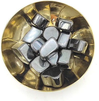 Plus Value Hematite Tumbled Stone in Bronze Bowl 200gm Regular Asymmetrical Crystal, Quartz Pebbles(Black 200 g)