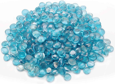 ZEINOO Firozi Glass Stones/Pebbles for Home & Garden Decor, Aquarium Decor Regular Asymmetrical Crystal Pebbles(Blue 450 g)