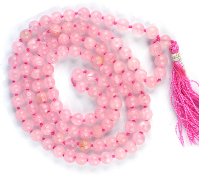 REIKI CRYSTAL PRODUCTS Natural Rose Quartz 6 mm 108 Round Beads Jaap Mala Necklace for Unisex Rose Quartz Stone Necklace