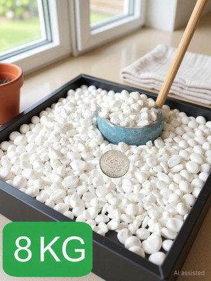 AFAST 8 KG Polished White Pebble for Aquarium, Plant Pots & Home Garden Decoration Polished Asymmetrical Marble Pebbles(White 8 kg)