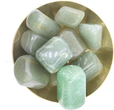 Plus Value Green Aventurine Pebbles with bronze (Kansa) Bowl Regular Asymmetrical Crystal, Quartz Pebbles(Green 200 g)