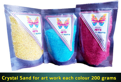 MASHKI Crystal Sand for Art Set Assorted Colorful Shiny Sand Multicolor Pack of 3