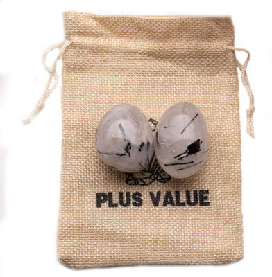 Plus Value rutilated-quartz-tumbled-50gm-jute-bag Regular Oval Crystal Pebbles(White 50 g)