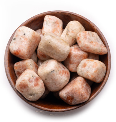 Plus Value Sunstone-Tumbled-WB Regular Asymmetrical Crystal Pebbles(Orange, White 300 g)