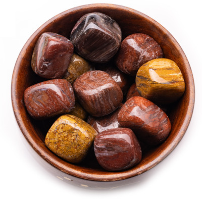 Plus Value petrified-wood-tumbled-wooden-bowl Regular Asymmetrical Crystal, Quartz Pebbles(Multicolor 300 g)