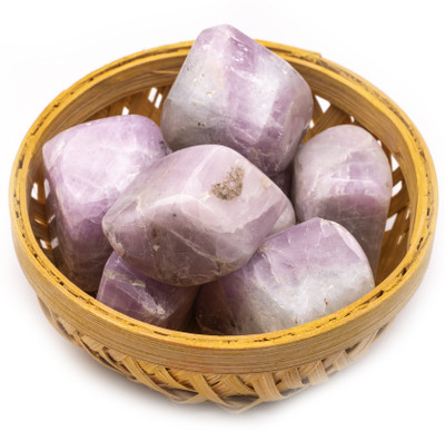 Plus Value Pink Kunzite Tumbled Pebbles 200grams in Basket Regular Asymmetrical Crystal Pebbles(Pink 200 g)