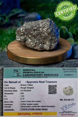 Spyronix real treasure Natural Pyrite Cluster / Tumble / Rough Stone for Vastu Correction 50-60 Gm Regular Asymmetrical Crystal Stone(Grey 1 Pieces)