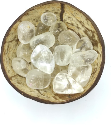 Plus Value Clear-Quartz-Crystal-Tumbled-Coconut-Bowl Regular Asymmetrical Crystal, Quartz Pebbles(White 200 g)