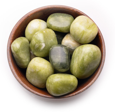 Plus Value serpentine-tumbled-wooden-bowl Regular Asymmetrical Crystal Pebbles(Green 300 g)