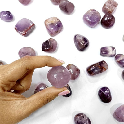 TREEMAISON AMETHYST-TUMBLE-50GRAM Regular Round Crystal Stone(Purple 50 g)