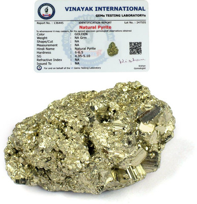 REIKI CRYSTAL PRODUCTS Natural Pyrite Cl Regular Asymmetrical Crystal Stone(Gold 50 g)