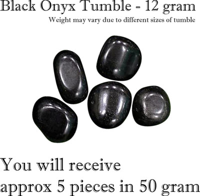 vastu vardan Crystal BLACK ONYX Tumble Stone| 50gm Tumbled Gemstone| Garden & Table Décor Regular Round Crystal Stone(Black 50 g)