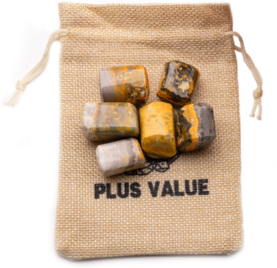 Plus Value Bumble Bee Jasper Tumbled Stone Pebbles 100gm in Jute Bag Regular Asymmetrical Crystal, Quartz Pebbles(Multicolor 100 g)