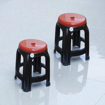 EzLyfe Pack of 2 MultiUse Heavy Duty Plastic Stool Set Outdoor & Cafeteria Stool(Red, Pre-assembled)