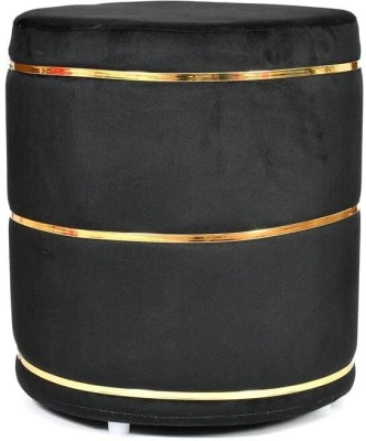 ganiwood Multifunctional Vanity Ottoman Stools - Velvet Round Ottoman Modern Stool(Black, Pre-assembled)