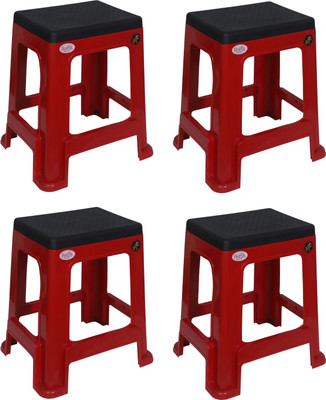 Petals MegaPlush Stool Outdoor & Cafeteria Stool(Red, Black, Pre-assembled)
