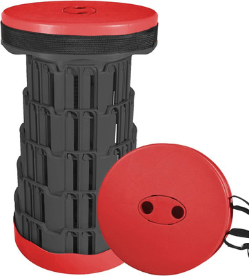 KNYUC MART Portable Retractable Folding Stool Colapsible Telescoping Foldable Camping Stool Outdoor & Cafeteria Stool(Red, Pre-assembled)