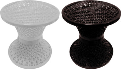 KUBER INDUSTRIES Mesh Design Both Sided Plastic Stool in Damroo Style- Pack of 2 (Brown & White) Stool(Brown, White, DIY(Do-It-Yourself))