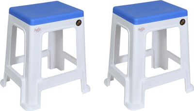Petals MegaPlush Stool Outdoor & Cafeteria Stool(Blue, White, Pre-assembled)