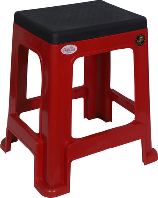 Petals MegaPlush Stool Outdoor & Cafeteria Stool(Red, Black, Pre-assembled)