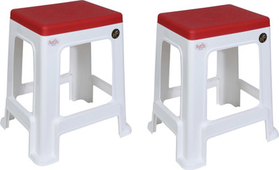 Petals MegaPlush Stool Outdoor & Cafeteria Stool(Red, White, Pre-assembled)