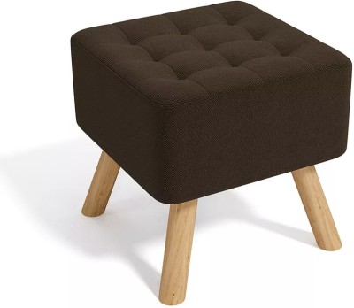 UWI CRAFTS Square Ottoman Footstool with Wooden 4 Legs, Tufted Linen Fabric Living & Bedroom Stool(Brown, Pre-assembled)