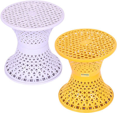 HOMESTIC Plastic Mesh Damroo Seating Stool|Both Sided Stool for Guestroom|Pack of2|Multi Stool(Multicolor, Pre-assembled)