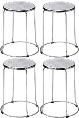 TRENDSFURNISHERS Outdoor & Cafeteria Stool(Silver, Pre-assembled)