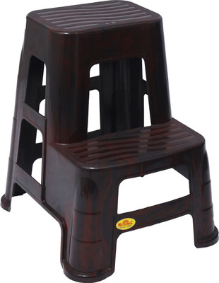 NP NATIONAL Since 1952 Sigma Dual-Step Ladder Stool with Wide Base and Grip Treads Stool(Brown, Pre-assembled)