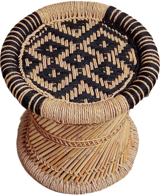 RCLV Handmade Bamboo stool for Home & Office Size 15X16 Outdoor & Cafeteria Stool(Black, Beige, Pre-assembled)