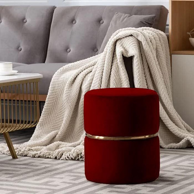 RIBAVARY Poufs Ottomans Stool Stool(Maroon, Pre-assembled)