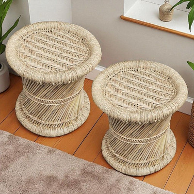 YASHIKA CREATION Handmade Eco Friendly Bamboo mudda Outdoor & Cafeteria Stool(Beige, Pre-assembled)