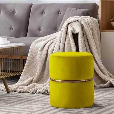 RIBAVARY Poufs Ottomans Stool Stool(Yellow, Pre-assembled)