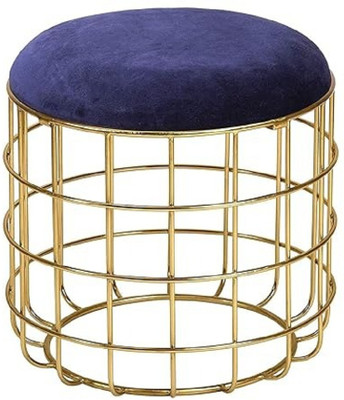 ONLINECRAFTS Iron stool for round shape & velvet cushion include stool Living & Bedroom Stool(Green, Pre-assembled)