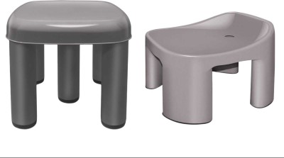 MILTON Big Hardy Stool With Solid backrest Stool(Grey, Pre-assembled)