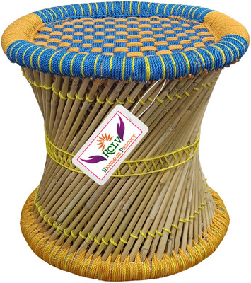 LV Handmade Pure handmade Bamboo Stool Mudda/mudha/muddi Set of-1 Outdoor & Cafeteria Stool(Orange, Blue, Pre-assembled)