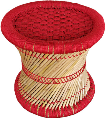 shiksha handicraft handmade Bamboo Stool Mudda/modha/muddi /pack of 1 Outdoor & Cafeteria Stool(Red, Pre-assembled)