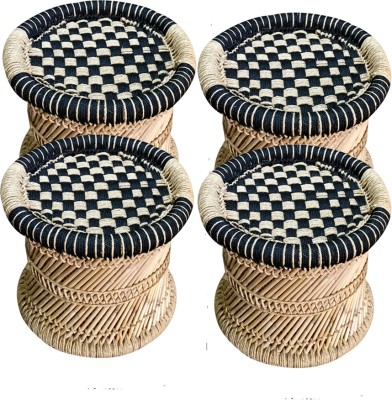 YASHIKA CREATION Handmade Eco Friendly Bamboo mudda Muddi cane Outdoor & Cafeteria Stool(Black, Beige, Pre-assembled)