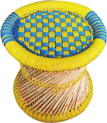 yashika crafts Rajasthani handmade Bamboo Stool Mudda/modha for Indoor/Outdoor Outdoor & Cafeteria Stool(Yellow, Blue, Pre-assembled)