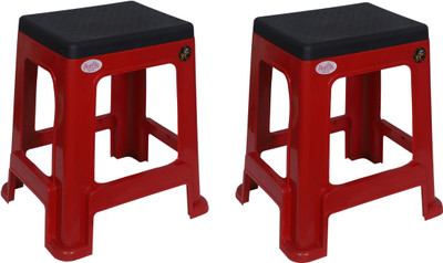Petals MegaPlush Stool Outdoor & Cafeteria Stool(Red, Black, Pre-assembled)