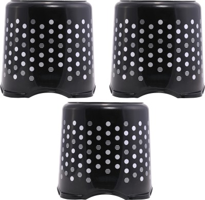 KUBER INDUSTRIES Pack of 3 Stool for Sitting for Kitchen, Home & Office | Dot Comfy- Black Stool(Black, Pre-assembled)