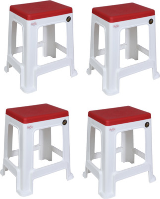 Petals MegaPlush Stool Outdoor & Cafeteria Stool(Red, White, Pre-assembled)