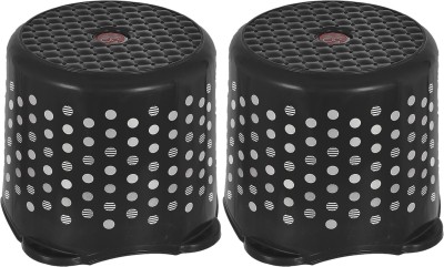 KUBER INDUSTRIES Comfy Stool Dot Printed MultiusesPortable Plastic Bathroom Stool,Patla- Packof 2 Stool(Black, Pre-assembled)