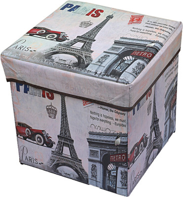 KUBER INDUSTRIES Cotton 1 Piece Foldable Cloth Storage Stool Seat Box (Multi) Stool(Multicolor, Pre-assembled)