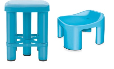 MILTON Mega hardy Stool & Backrest Stool Stool(Blue, Pre-assembled)